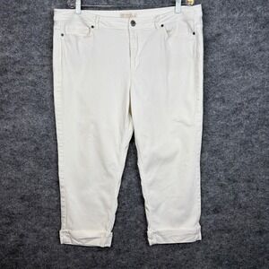 J Jill Denim Authentic Fit Cropped Jeans Women's 18 White Cotton Blend